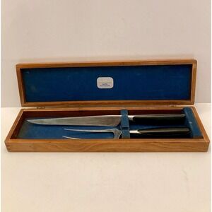 Vintage Lauffer Stainless Steel Germany 2 Pc Carving Set Knife & Fork in Box